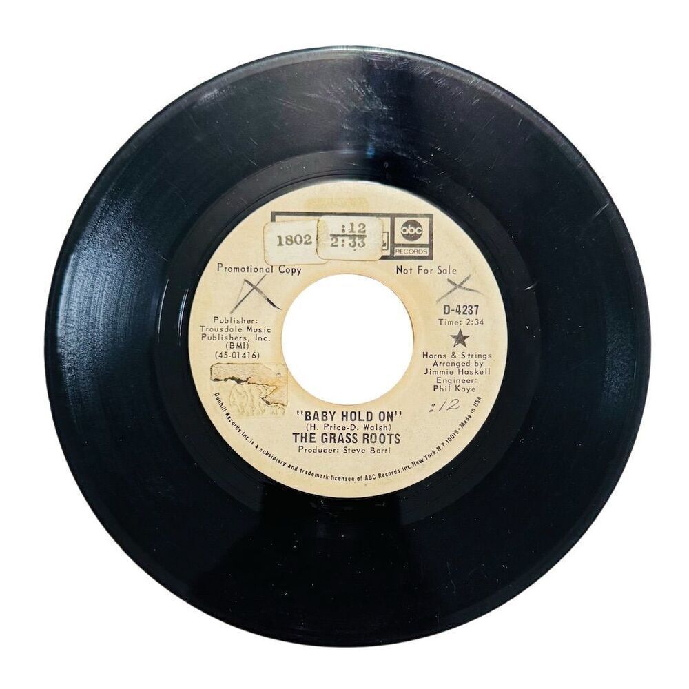 The Grass Roots 45 RPM Promo Vinyl Single Baby Hold On/Get It Together